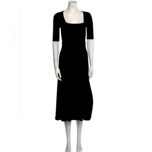 La Ligne NYC Veronica dress black size M medium short sleeve square neckline - Picture 4 of 7
